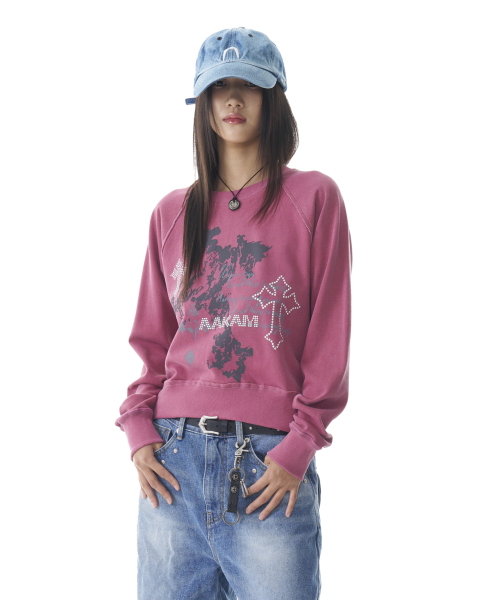 Cross Studded Sweatshirts (Pink) thumbnail 8