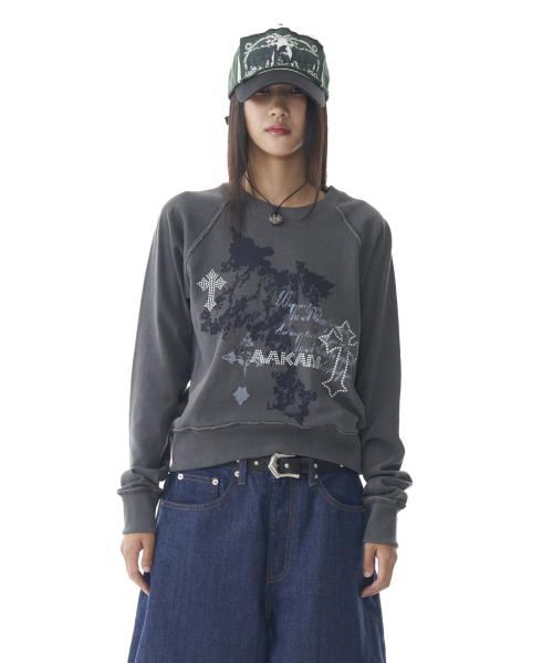Cross Studded Sweatshirts (Dark серый)