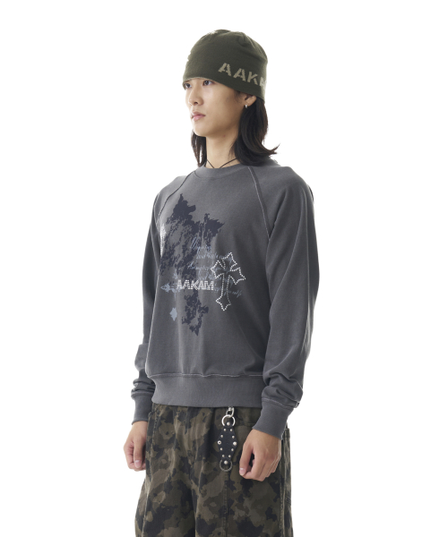 Cross Studded Sweatshirts (Dark серый)
