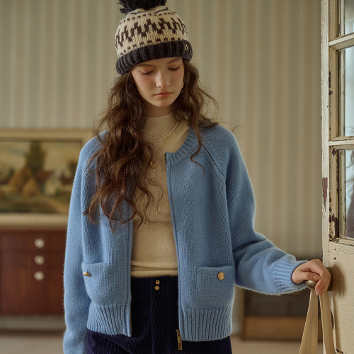 SR_Zip-up шерсть knitted cardigan_3color