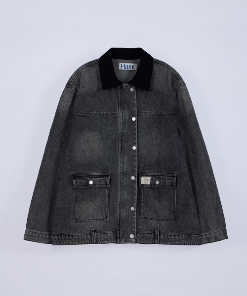 вельвет COLLAR DENIM JACKET_2COLORS_BLACK
