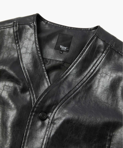 Кожаная куртка без воротника_BLACK