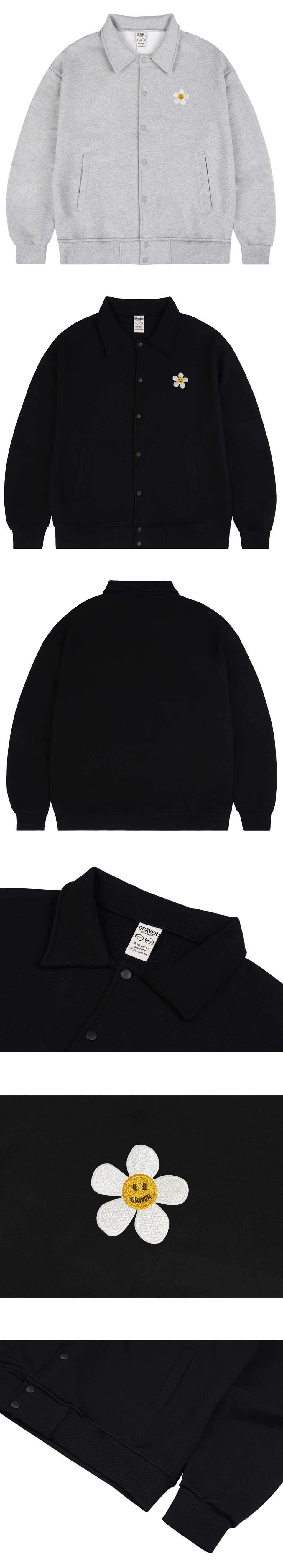 [GRAVER]★FLOWER DOT EMBROIDERY WINDBREAKER MUSINSA | GRAVER [UNISEX] Flower Dot Embroidery Snap Hooded