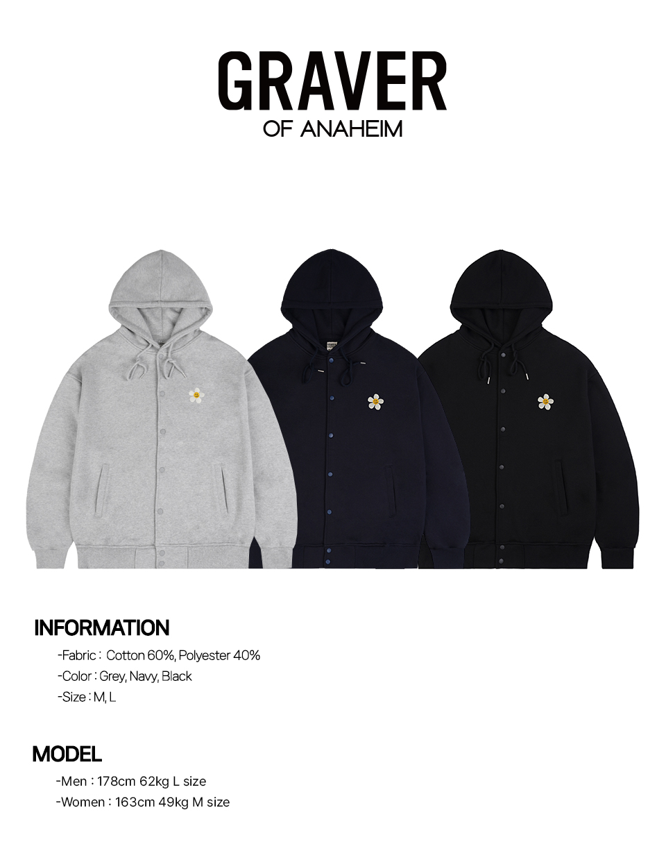 [GRAVER]★FLOWER DOT EMBROIDERY WINDBREAKER MUSINSA | GRAVER [UNISEX] Flower Dot Embroidery Snap Hooded