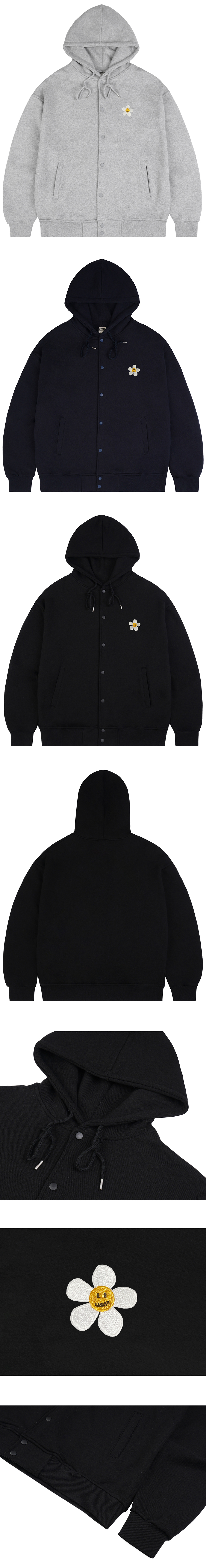 [GRAVER]★FLOWER DOT EMBROIDERY WINDBREAKER MUSINSA | GRAVER [UNISEX] Flower Dot Embroidery Snap Hooded
