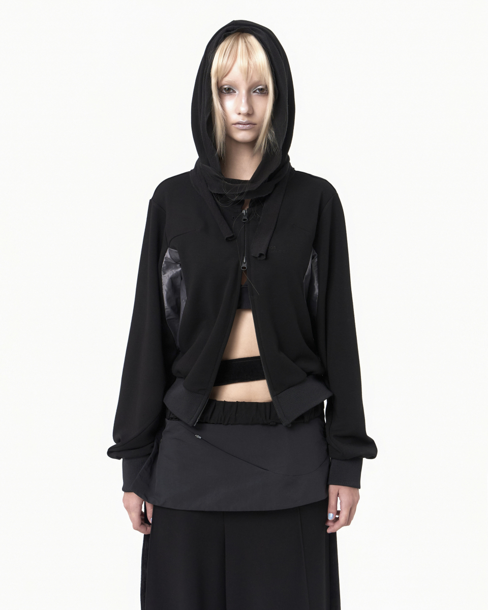 [OJOS] Muffler Boxer Crop Hoodie /追跡付 MUSINSA公式 | OJOS Muffler Boxer Crop Hoodie / Black