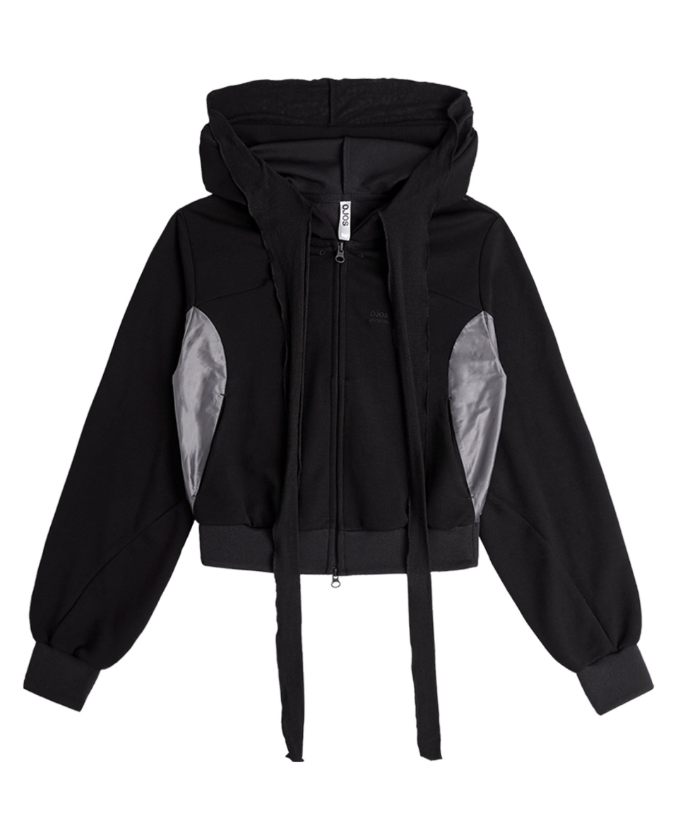 [OJOS] Muffler Boxer Crop Hoodie /追跡付 MUSINSA公式 | OJOS Muffler Boxer Crop Hoodie / Black