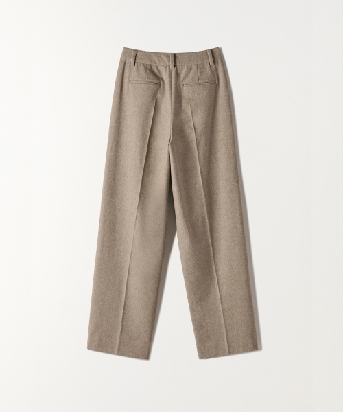 WOOL ONE-TUCK WIDE SLACKS BEIGE