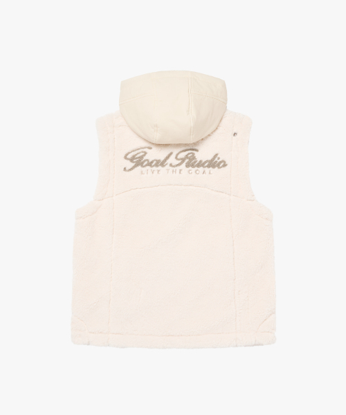 STADIUM STITCH FLEECE VEST-CREAM