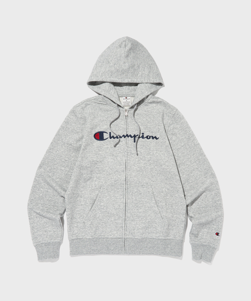 Худи на молнии с большим логотипом Normal Grey