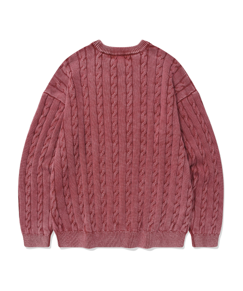 Кабельный свитер с логотипом C Deep Red