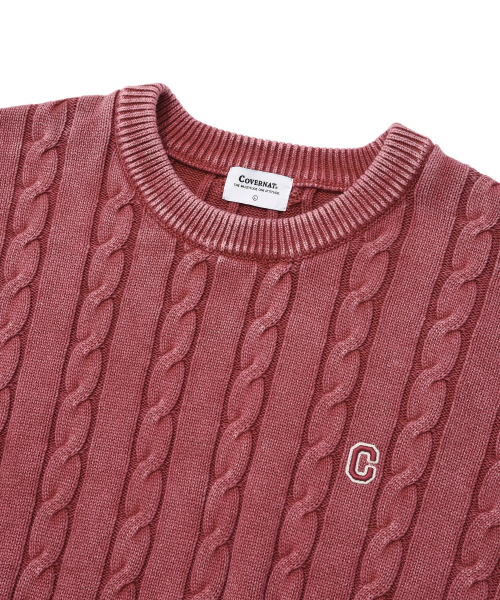 Кабельный свитер с логотипом C Deep Red
