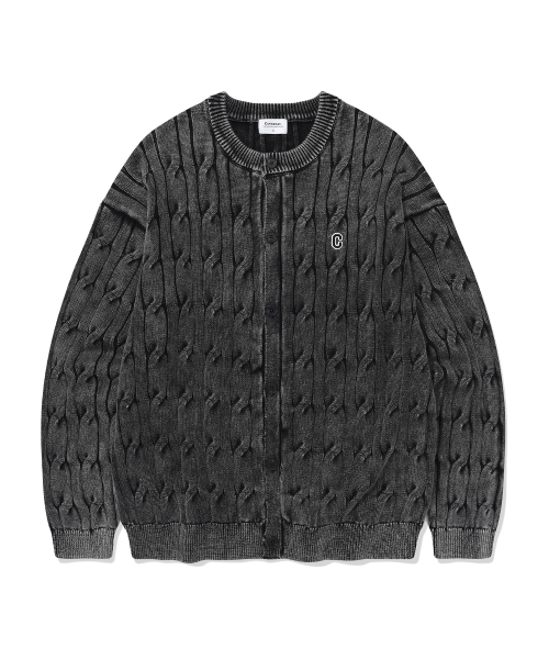 Кардиган с круглым вырезом и логотипом C Charcoal