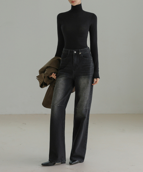 INCISION DART WASHING DENIM PANTS_NFDP4128 (BLACK)