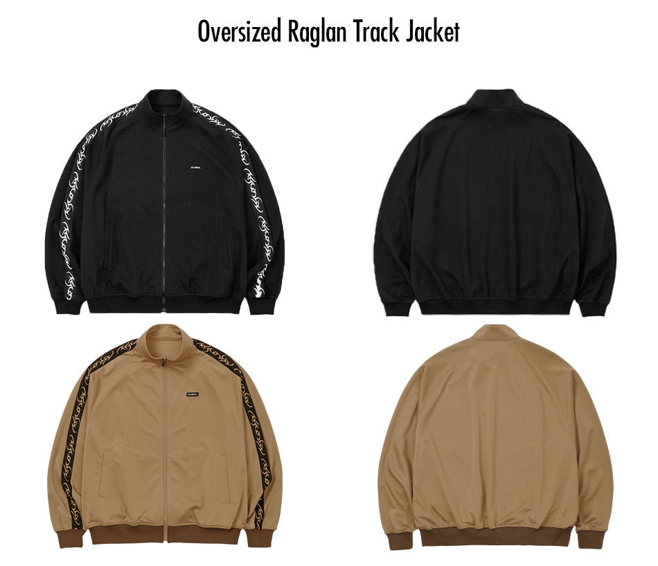 【AJO AJOBYAJO】24FW★ Leather Oversized Raglan Track JK Vegan Leather Oversized Raglan Track Jacket [CAMEL] - AJOBYAJO