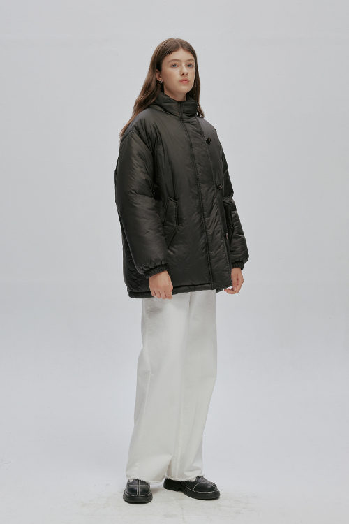 MID-LENGTH DOWN JACKET V2 (KHAKI-BLACK)