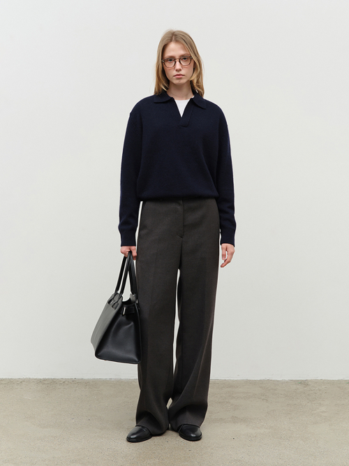 MUSINSA DUNST FOR WOMEN SEMI WIIDE WINTER SLACKS CHARCOAL GREY UDPA4D221CG