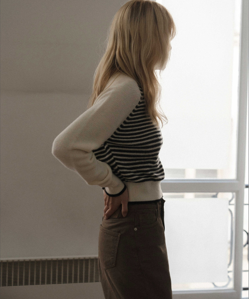 Letter stripe knit (ivory)