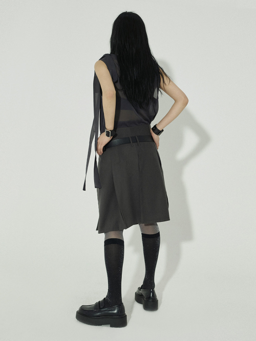 RIBBON MINI DRESS: CHARCOAL