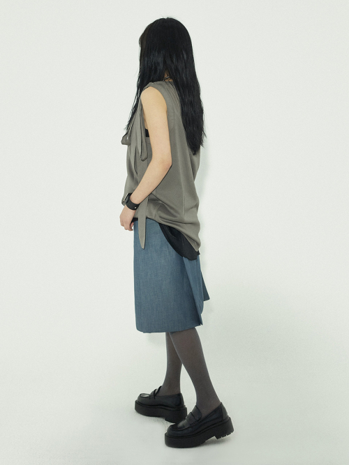 RIBBON MINI DRESS: KHAKI