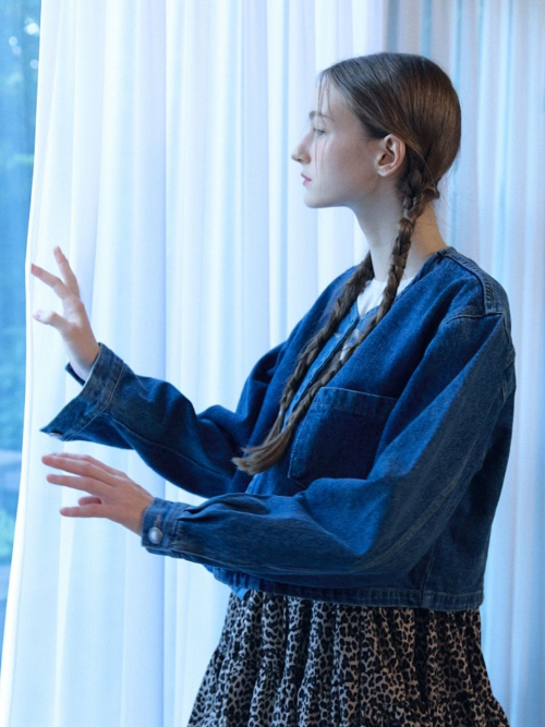 denim round jacket