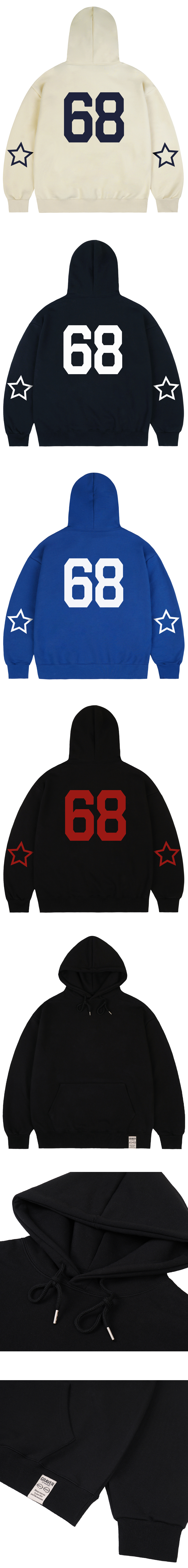 MUSINSA | GRAVER [UNISEX]ELBOW 68 STAR HOODIE_CREAM