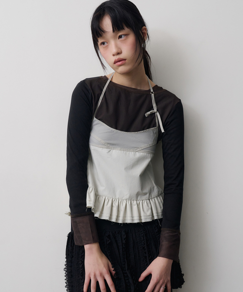 mixed fabric bustier _mist