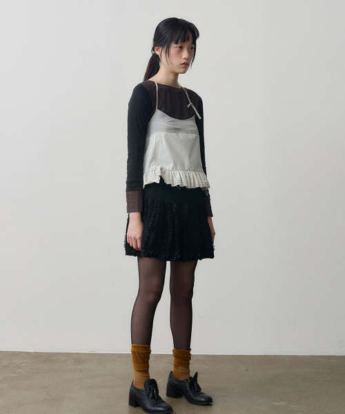 mixed fabric bustier _mist