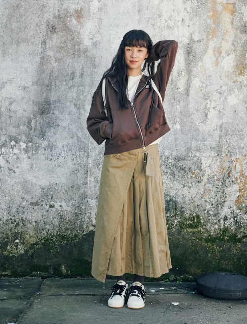 Onda Hooded Zip Up Brown