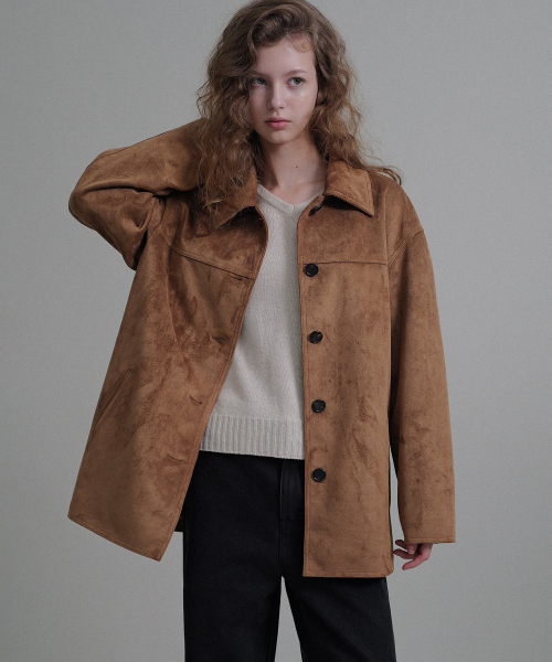 Mila suede half jacket (brown)