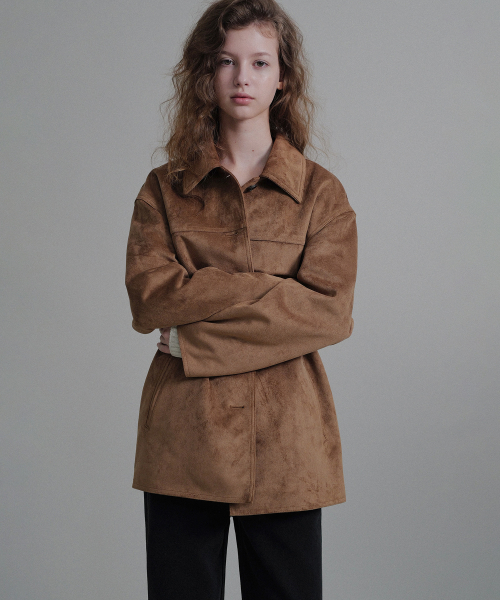 Mila suede half jacket (brown)