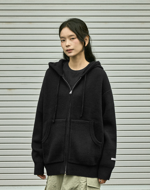 Двусторонняя вязаная зипка MNG107 [BLACK]