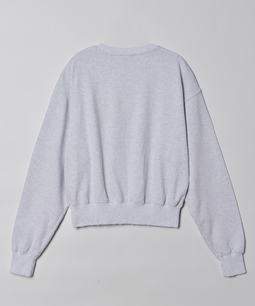 LOGO DAMAGED SWEAT SHIRTS WHITE MELANGE