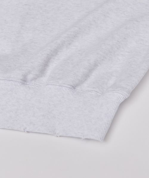 LOGO DAMAGED SWEAT SHIRTS WHITE MELANGE
