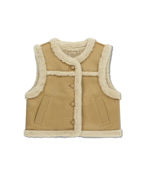 W SHEARLING CROP VEST beige