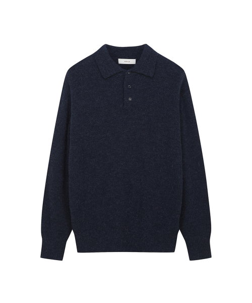 Альпаковый трикотажный поло (Navy)