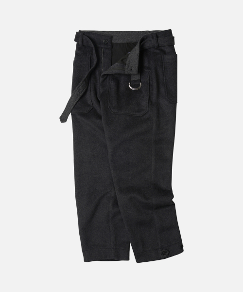 WOOL BELTED DECK PANTS _ CHARCOAL