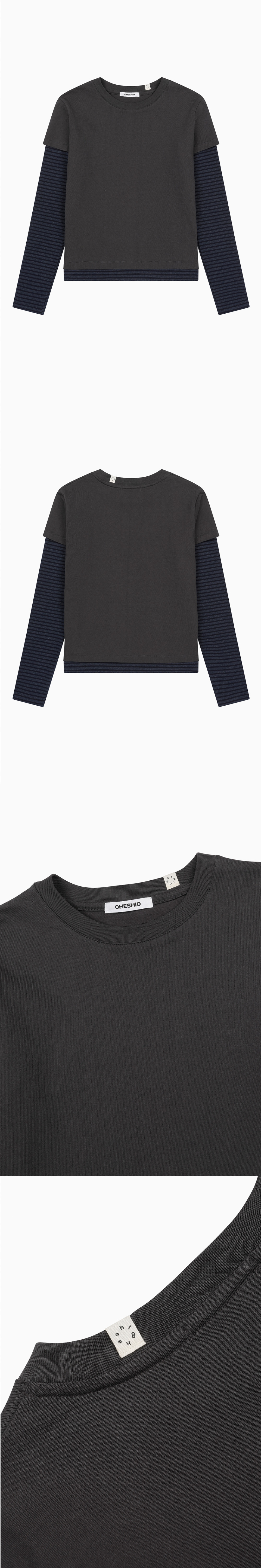 トップス OHESHIO layered stripe t-shirts MUSINSA公式 | OHESHIO LAYERED STRIPE T-SHIRT, CHARCOAL
