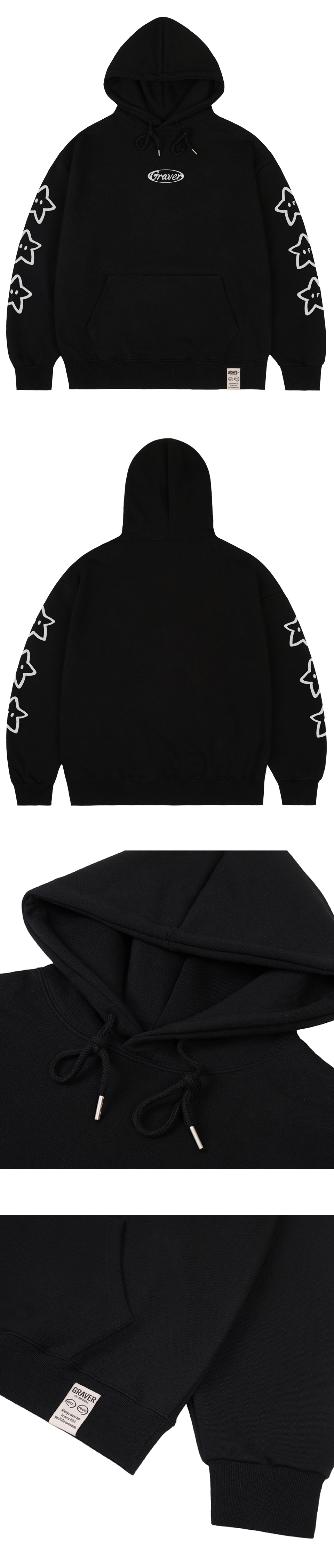 MUSINSA | GRAVER [UNISEX]STAR CIRCLE LOGO HOODIE_BLACK