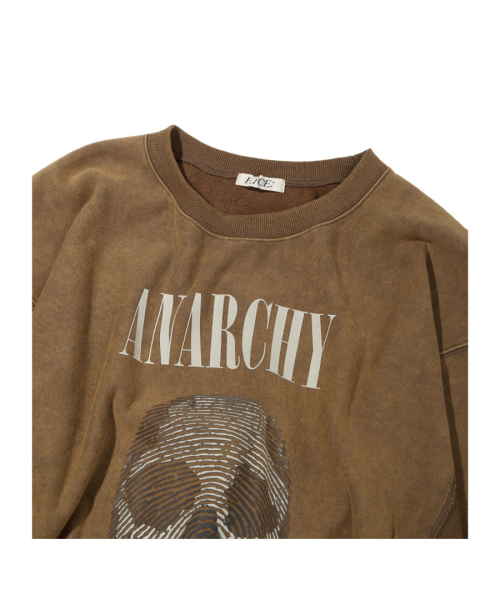 SKULL FINGER PRINT PIGMENT SWEATSHIRT (BROWN)