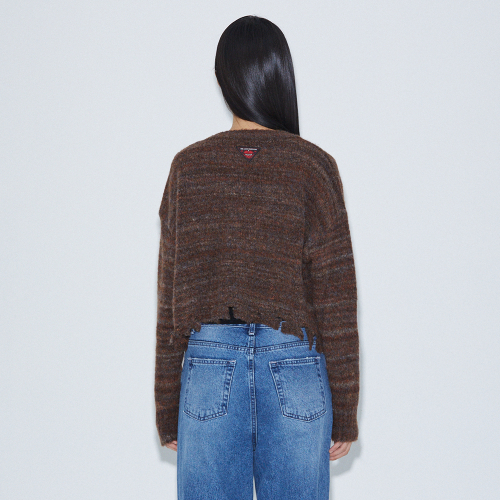SIDE SLIT DISTRESSED CARDIGAN BROWN трикотаж кардиган BQ4KG008