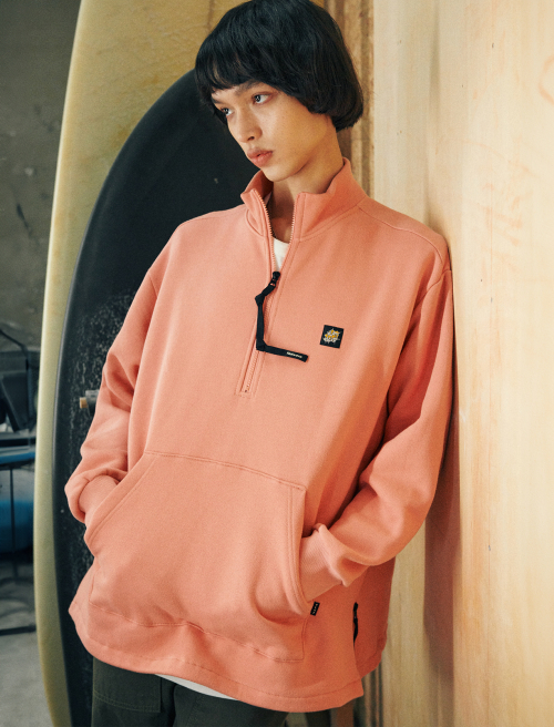 Flod Half Zip-Up Sweatshirt Pink