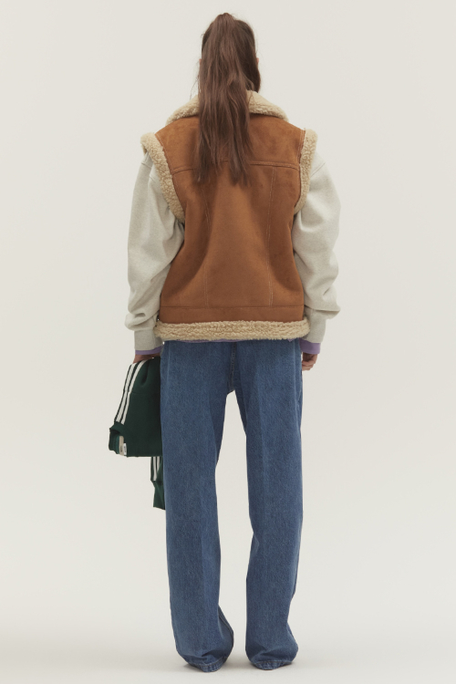WESTERN MOUTON VEST CAMEL