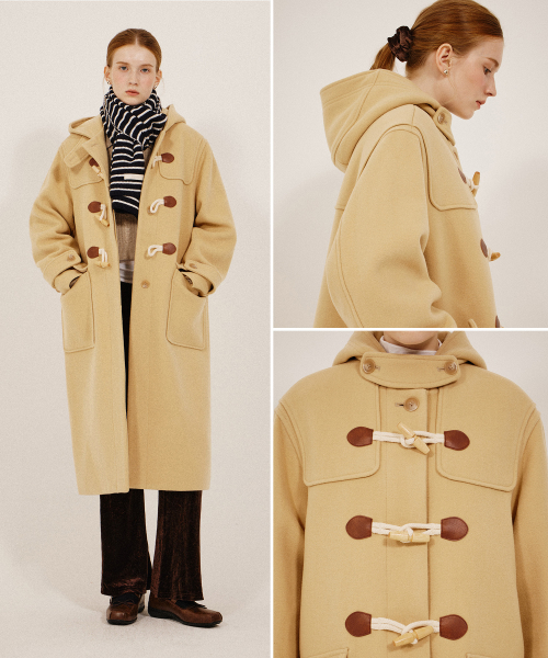 Женское полусвободное дафлкот-пальто из шерсти (WOOL 80)_Light Yellow