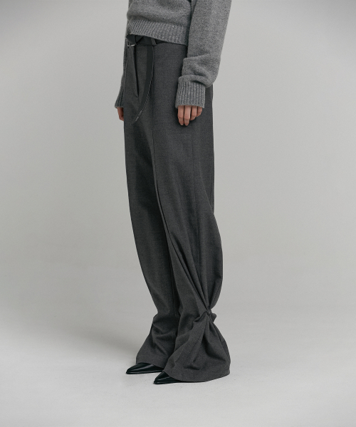 FLARE WOOL PANTS [GREY]