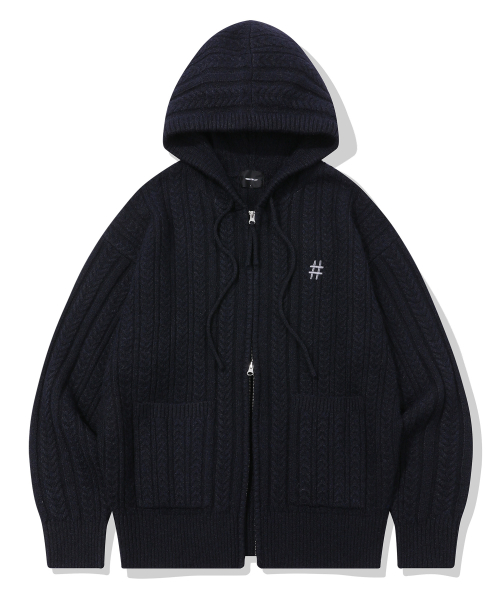 Двусторонняя зип-худи фактурной вязки Essential (Navy)
