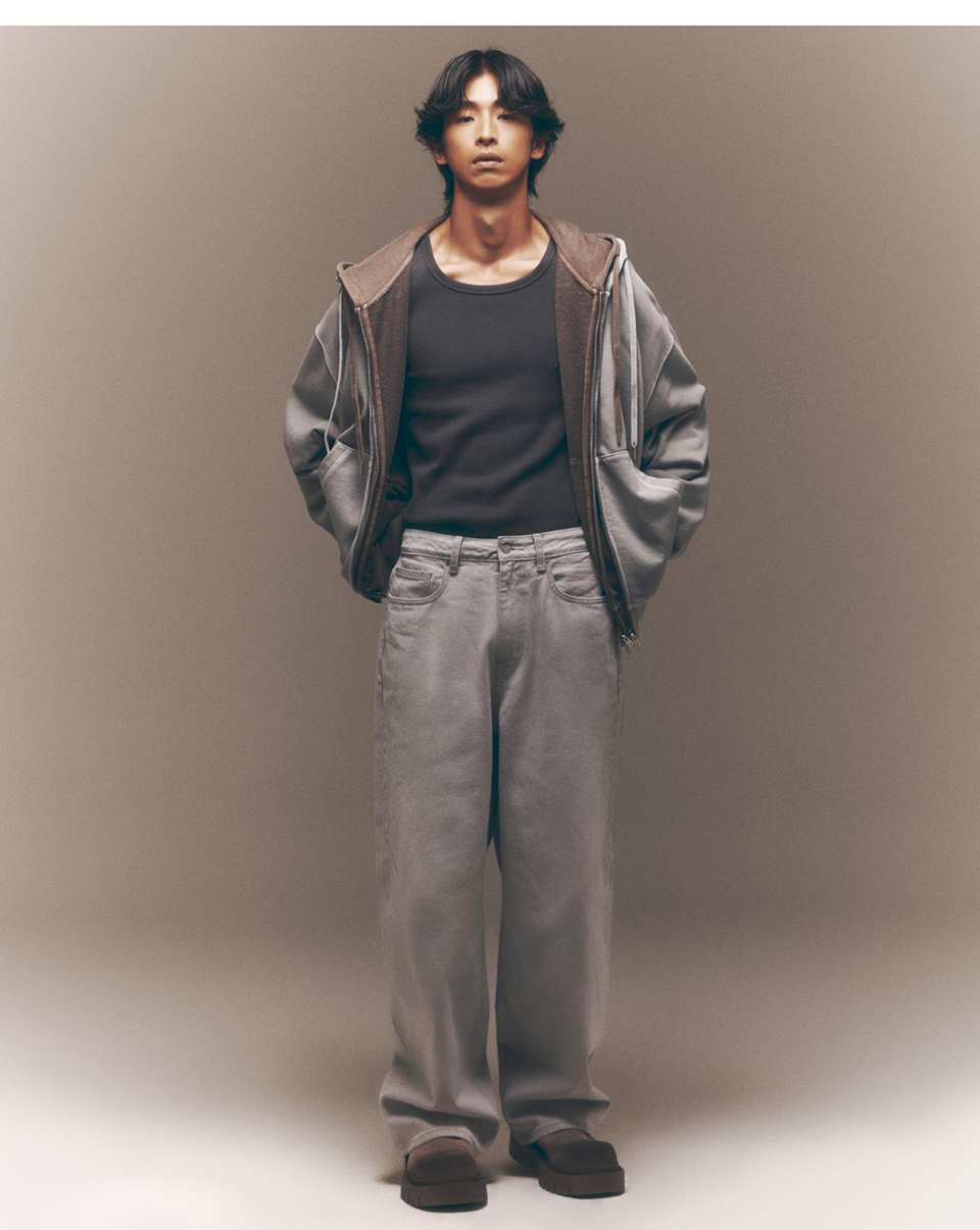MUSINSA | MUSINSA STANDARD Pigment Wide Denim Pants [Gray]