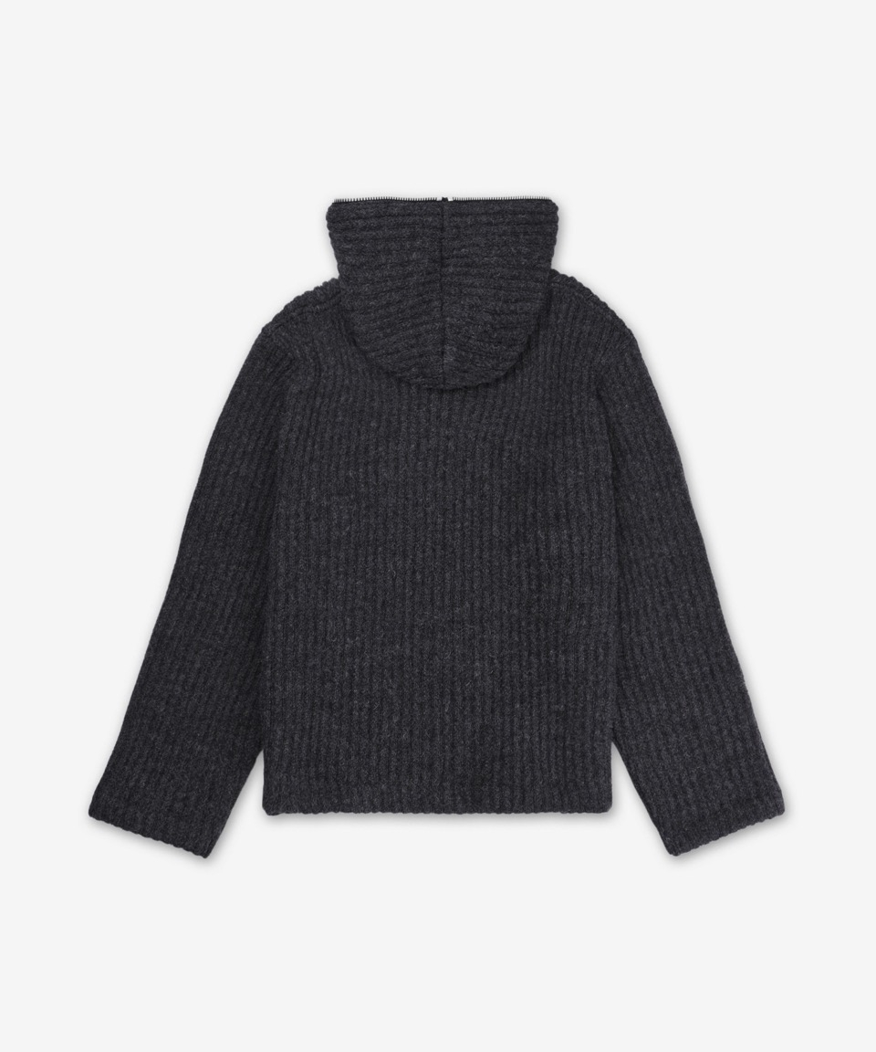 MUSINSA | OUR LEGACY Full Zip Knit Hoodie - Anthracite / W4243FA