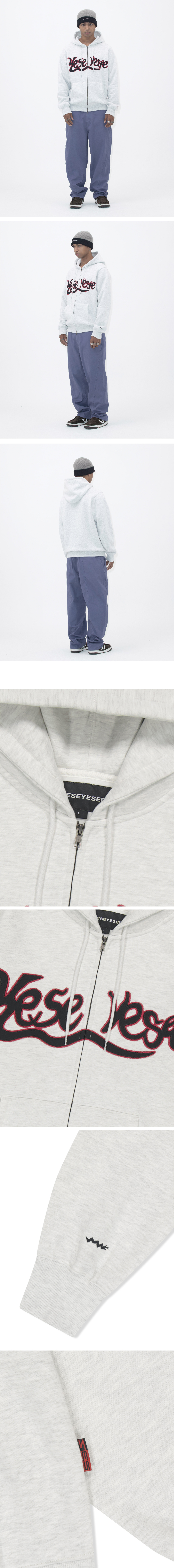 Y.E.S Snail Logo Zip-up Hoodie Light Grey 상세 이미지 2