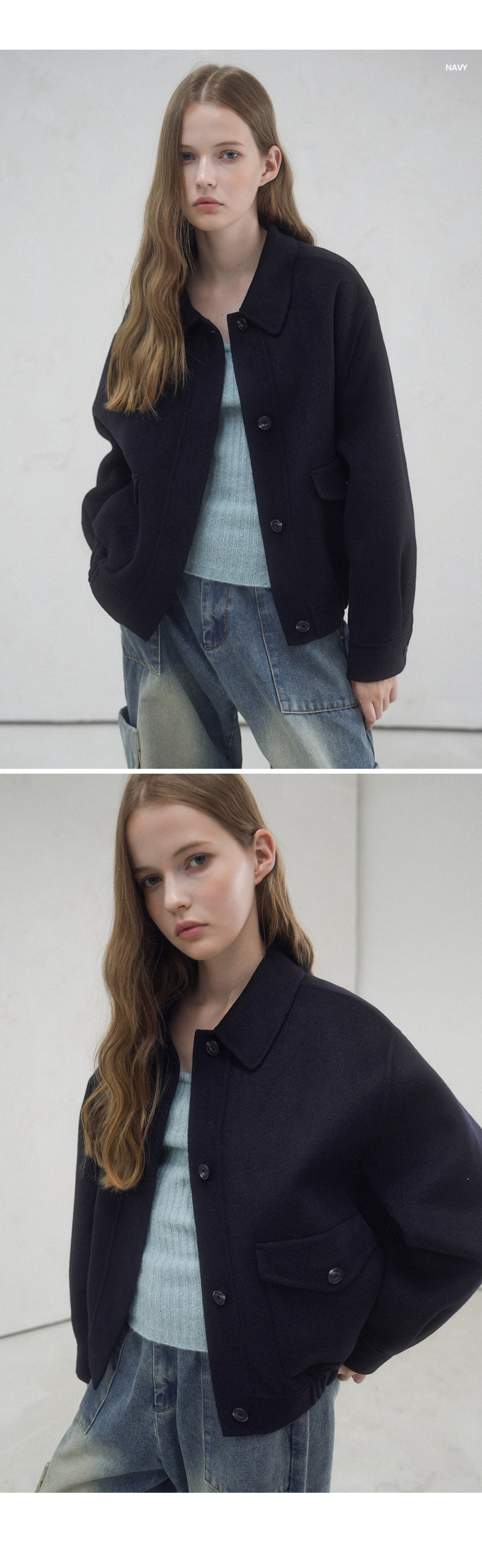 MUSINSA | AVANDRESS Modern Wool Collar Jacket NAVY